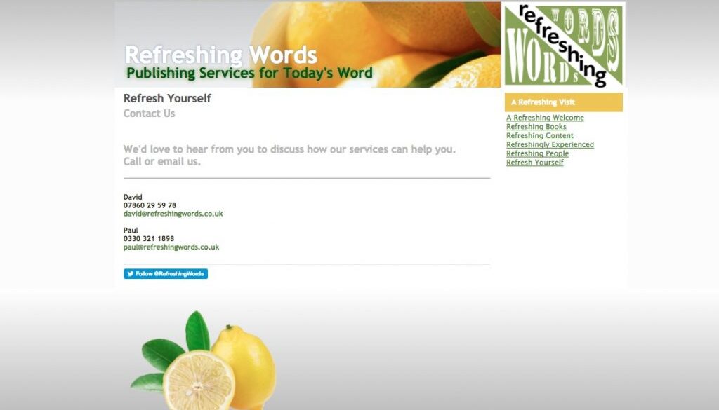 Refreshing Words Website Screenshot Dec 2017